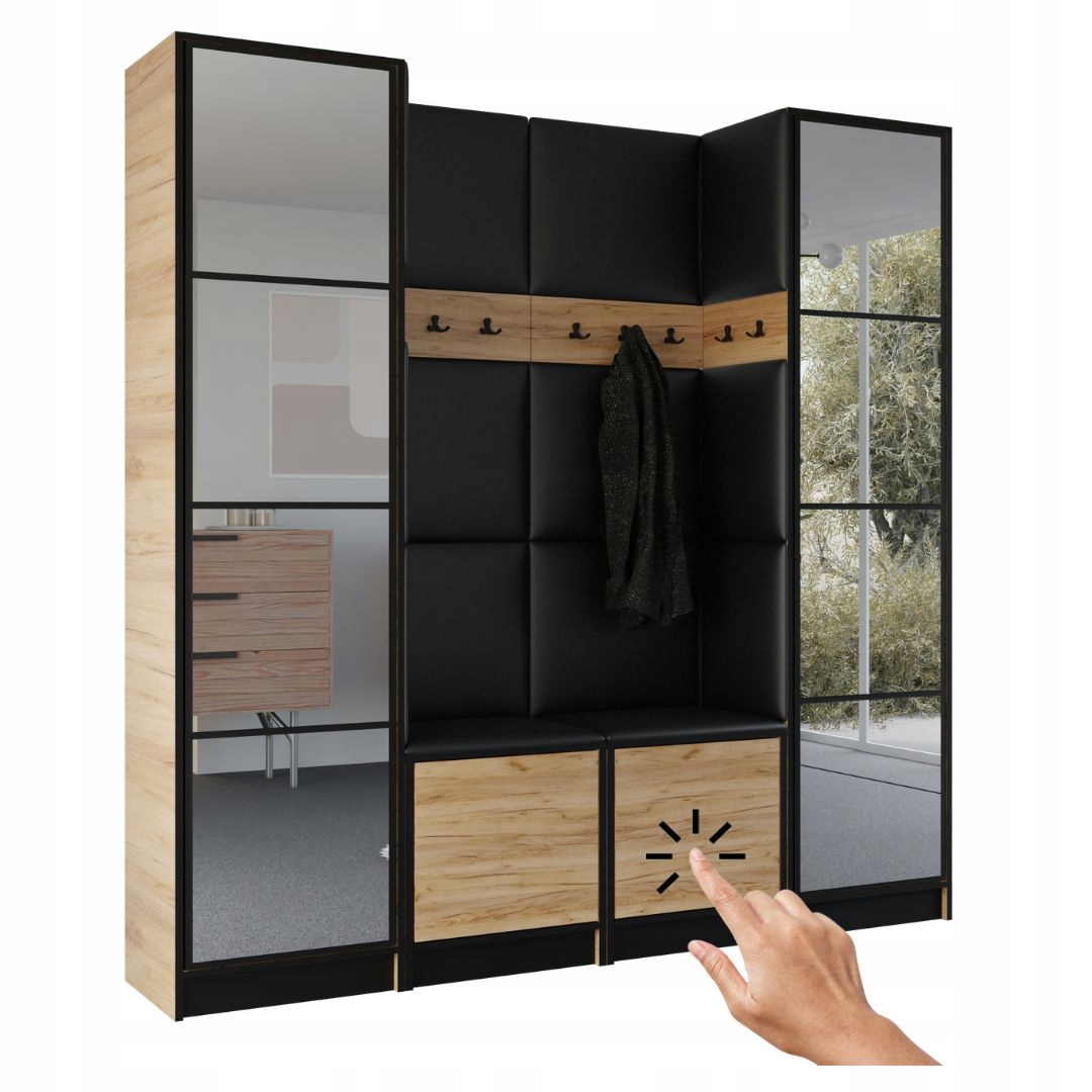 Šatní skříň Costa 18 dub craft zlatý ekokůže černá Vzor 1