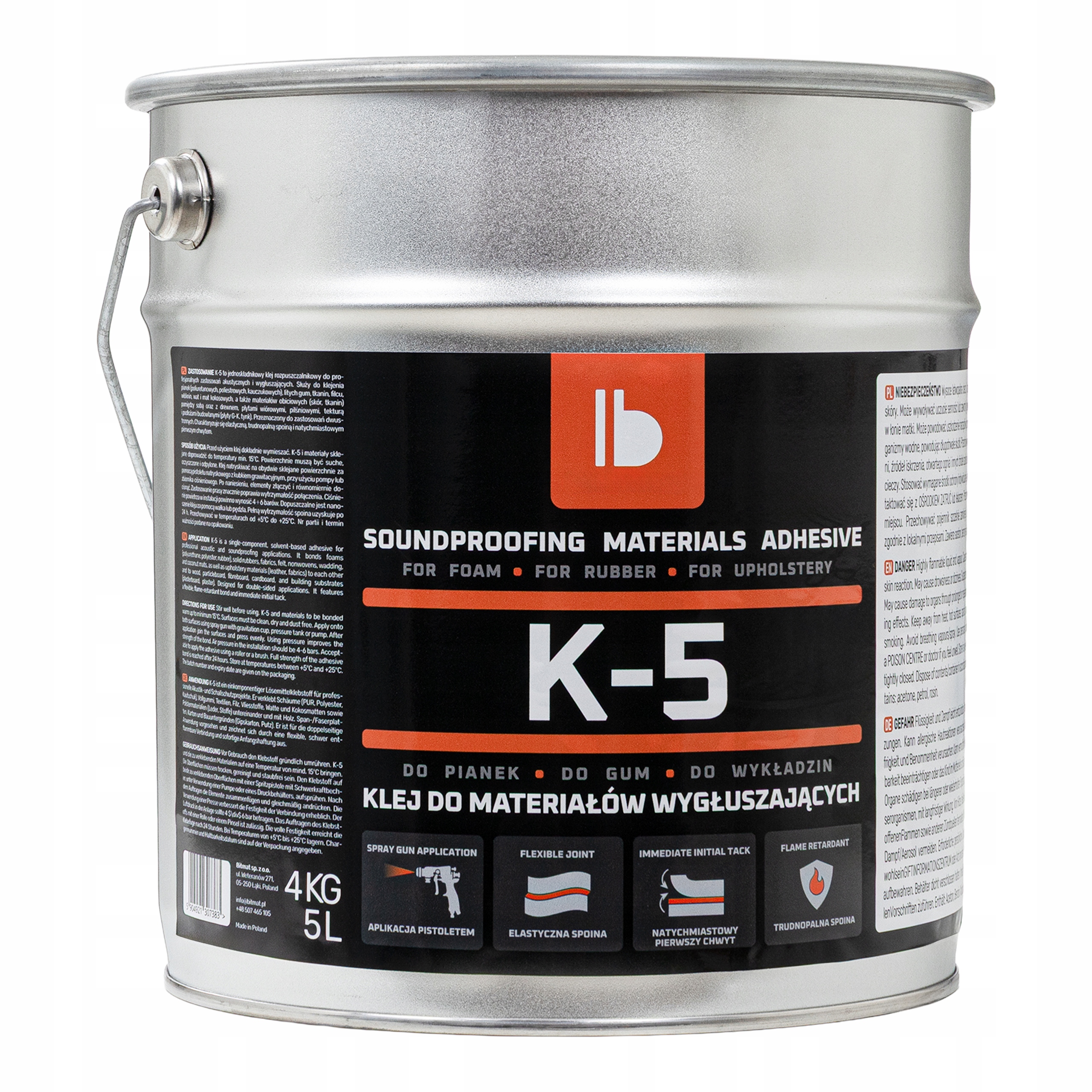 Montážní lepidlo pro odhlučňovací materiály 5L pěnové gumy na štětec