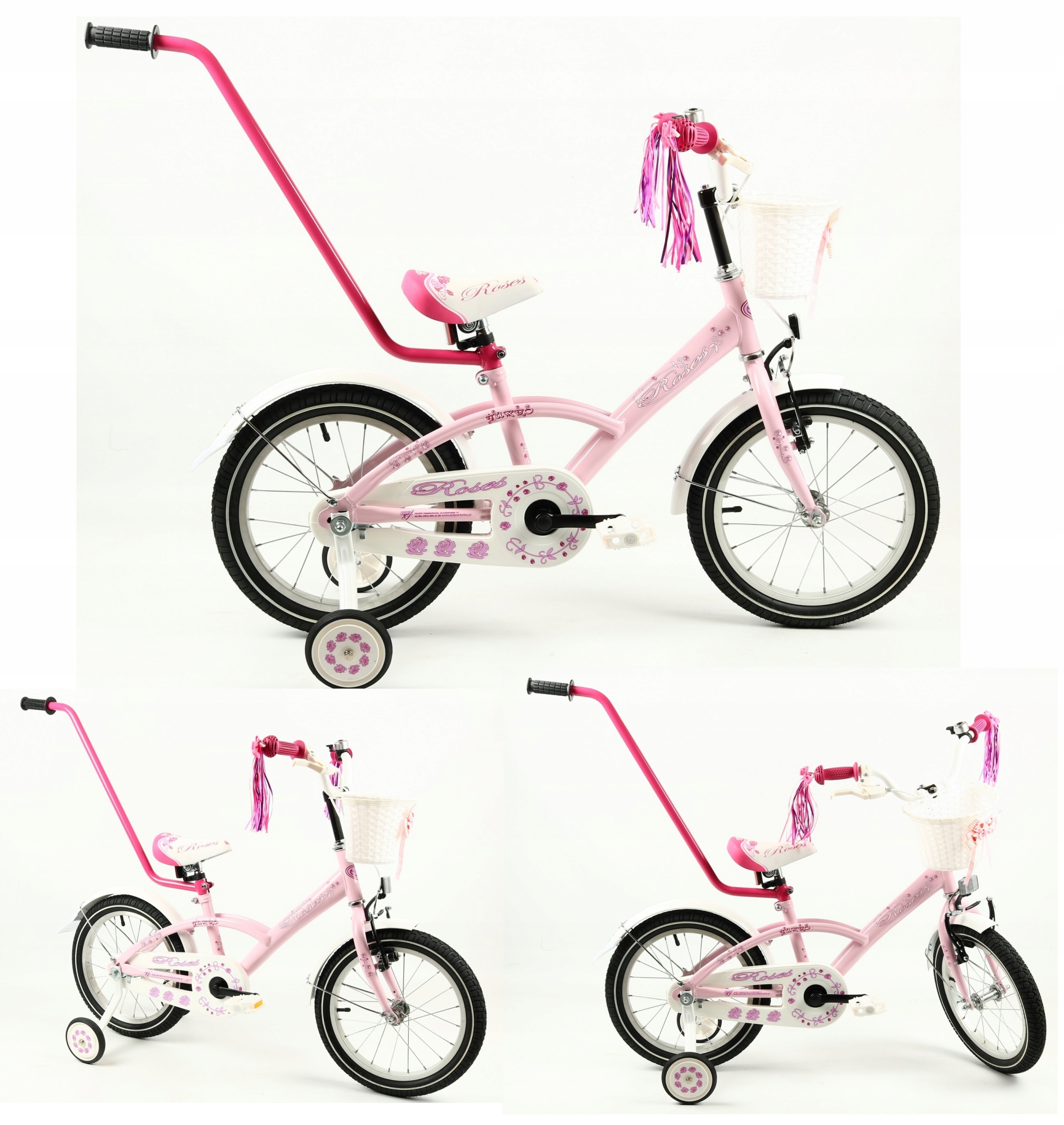Rower 16 cali dla dziewczynki Turbo Roses pastelowy róż Polski Producent