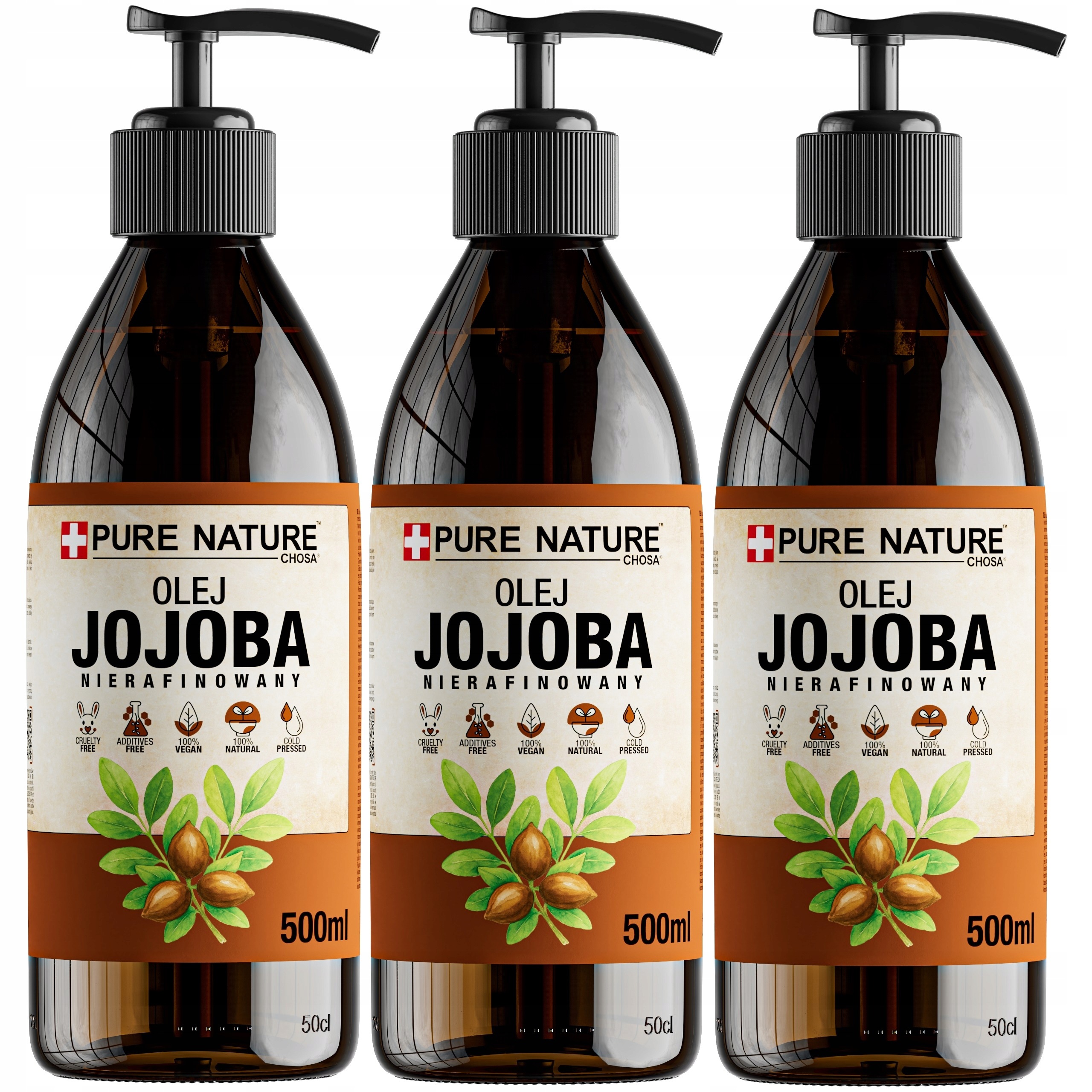 Jojobový Olej Přírodní Lisovaný Za Studena Nerafinovaný Dávkovač 3 x 500 ml