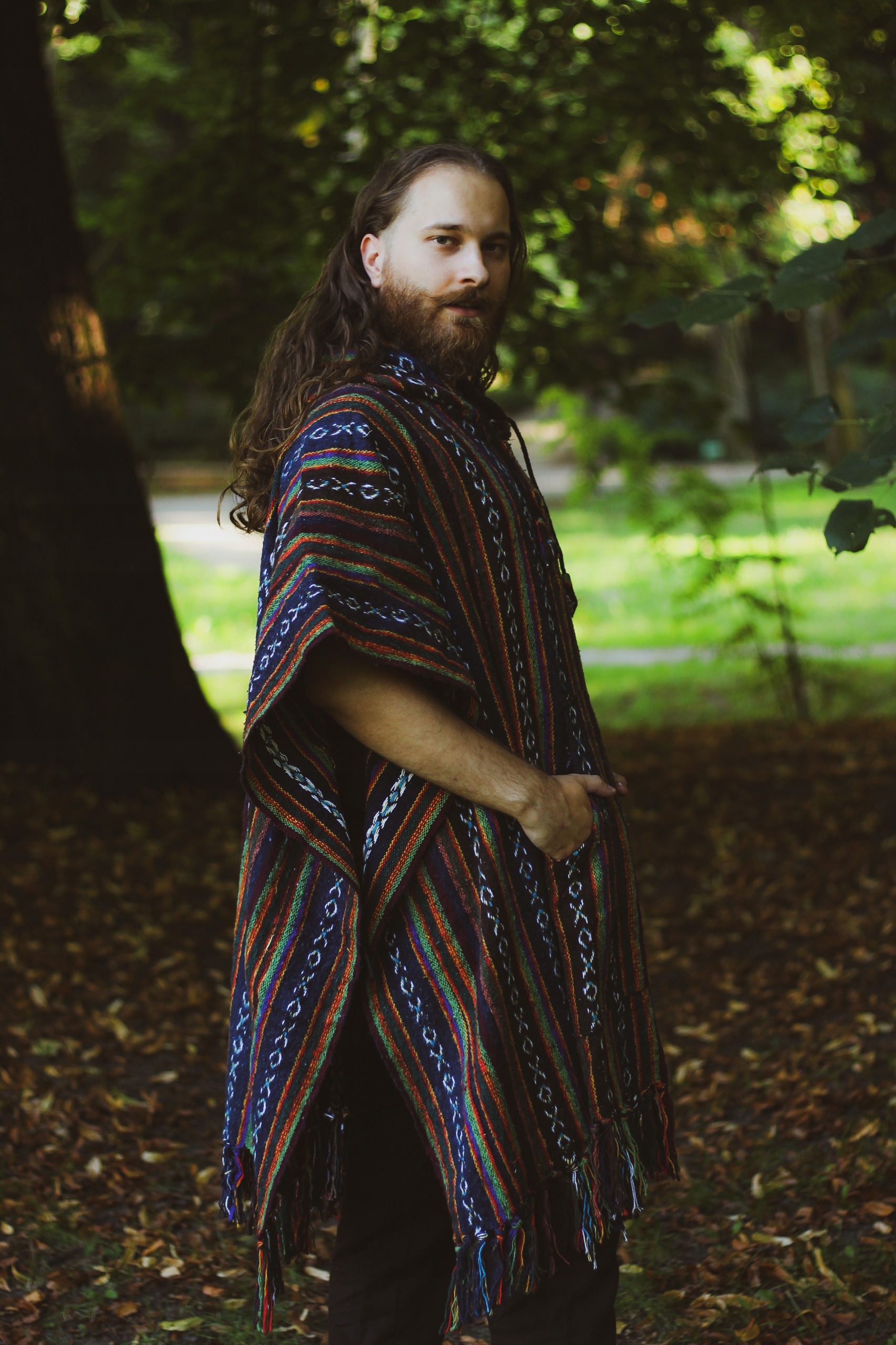 Teplé Etno Poncho pláštěnka Pončo s kapucí z Nepálu etno hippie boho