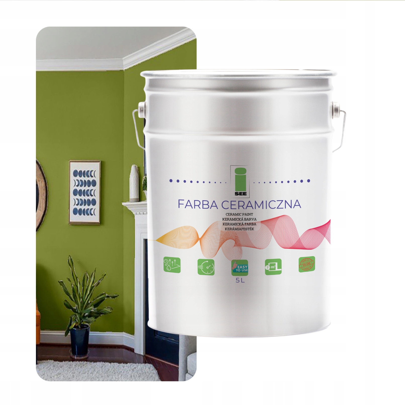 Keramická Farba Na Steny Zelená Umývateľná Zelený Mach 5 L Odolná Voči Škvrnám
