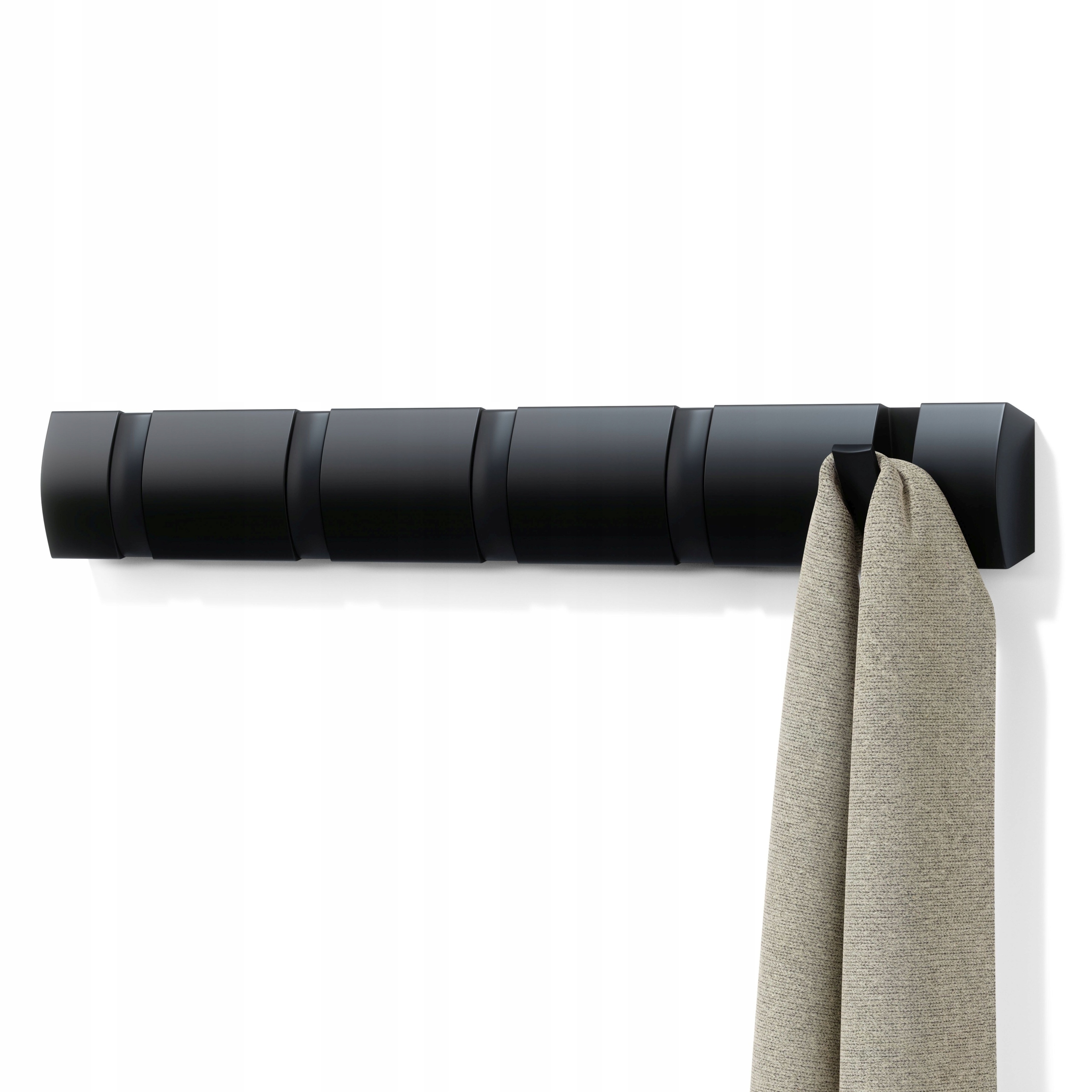 Nástěnný věšák na oblečení, bundy do předsíně černý na zeď Flip 5