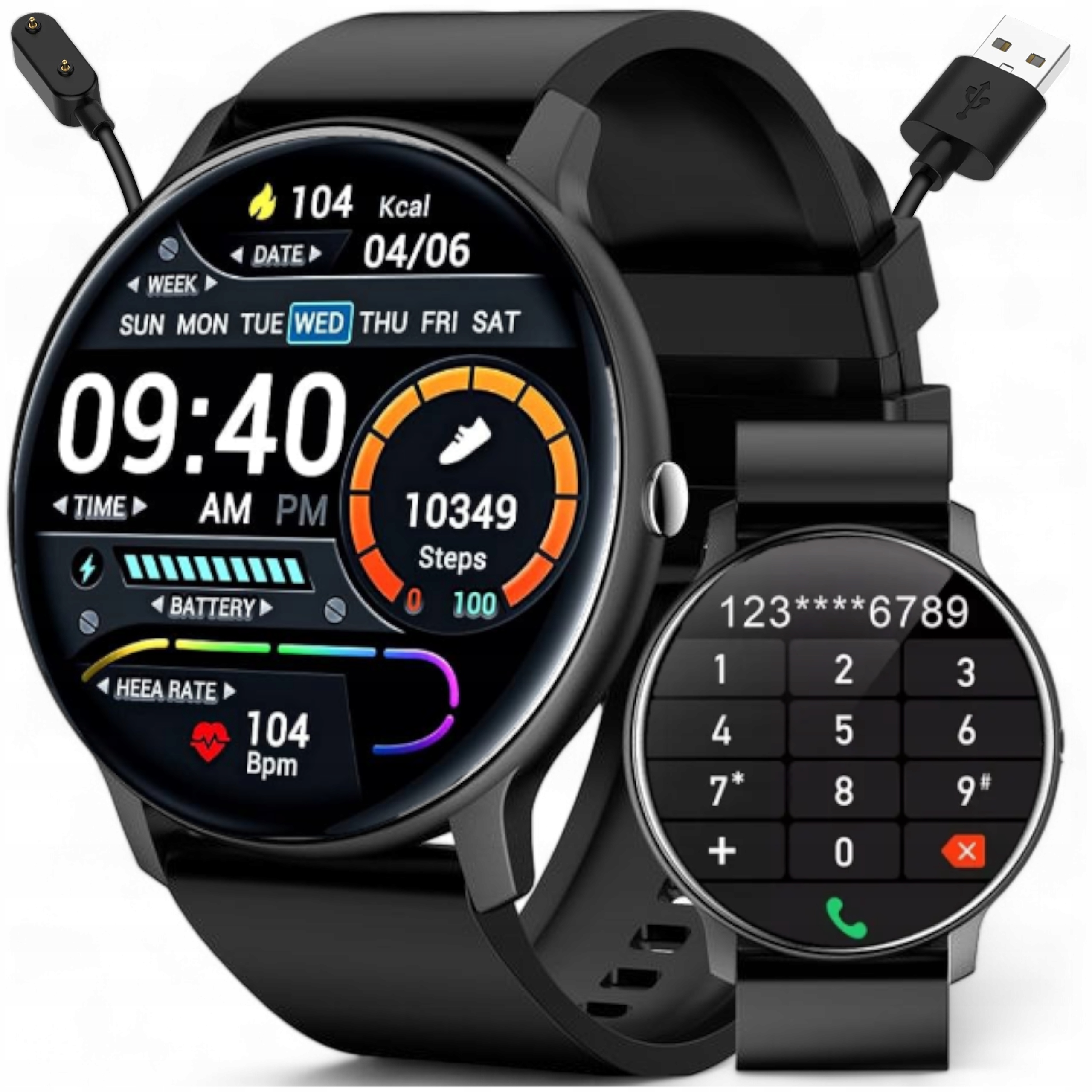 Smartwatch Męski Zegarek Z ROZMOWAMI DAMSKI PULSOKSYMETR KARDIOWATCH KROKI