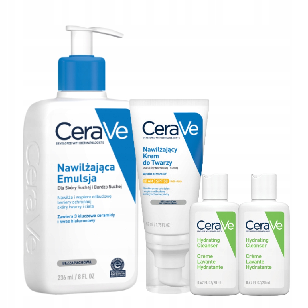 CeraVe Nawilżający Krem do Twarzy Spf 50 52ml Emulsja Nawilżająca 236ml