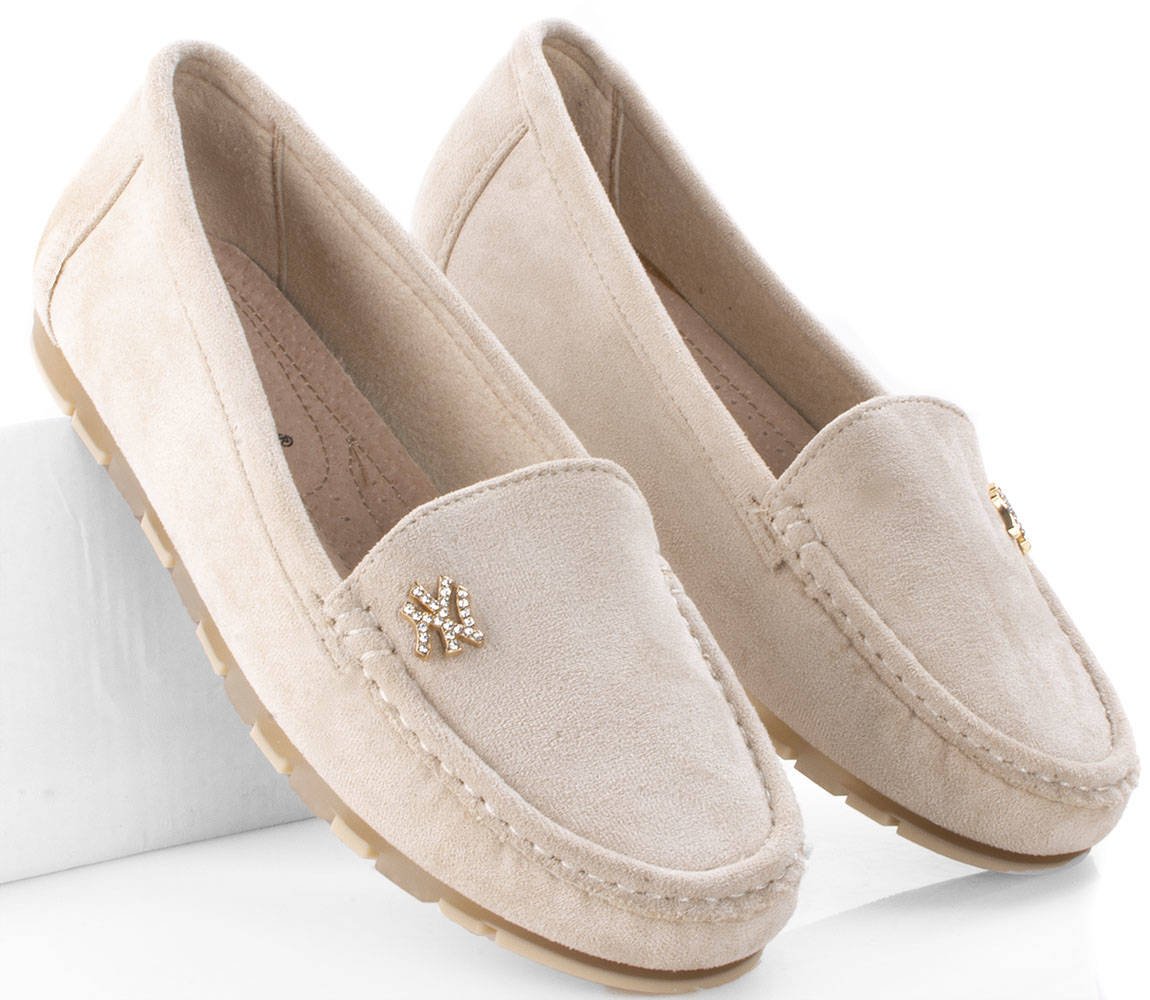 

Beżowe Zamszowe Balerinki Mokasyny Damskie 38