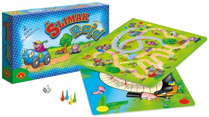 GRA PLANSZOWA 2W1 RAJD SAMOCHODOWY ŚLIMAK DZIECI