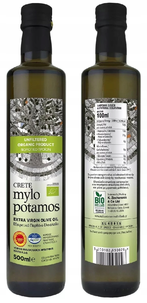 Levně 2x Extra panenský olivový olej nefiltrovaný Bio 500 ml Mylopotamos