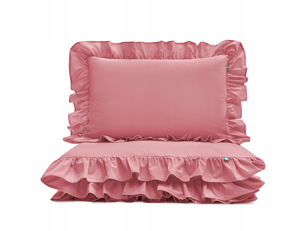 Posteľná Bielizeň Staroružová s volánikom 200 x 200 cm 2 x 80 x 70 cm Mumla