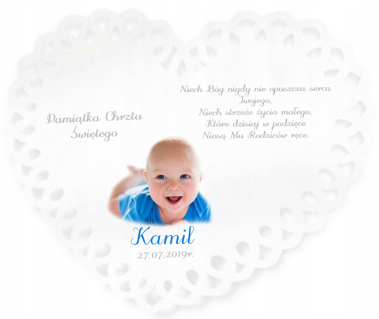 SZATKA DO CHRZTU NA CHRZEST ZDJĘCIE IMIĘ DATA