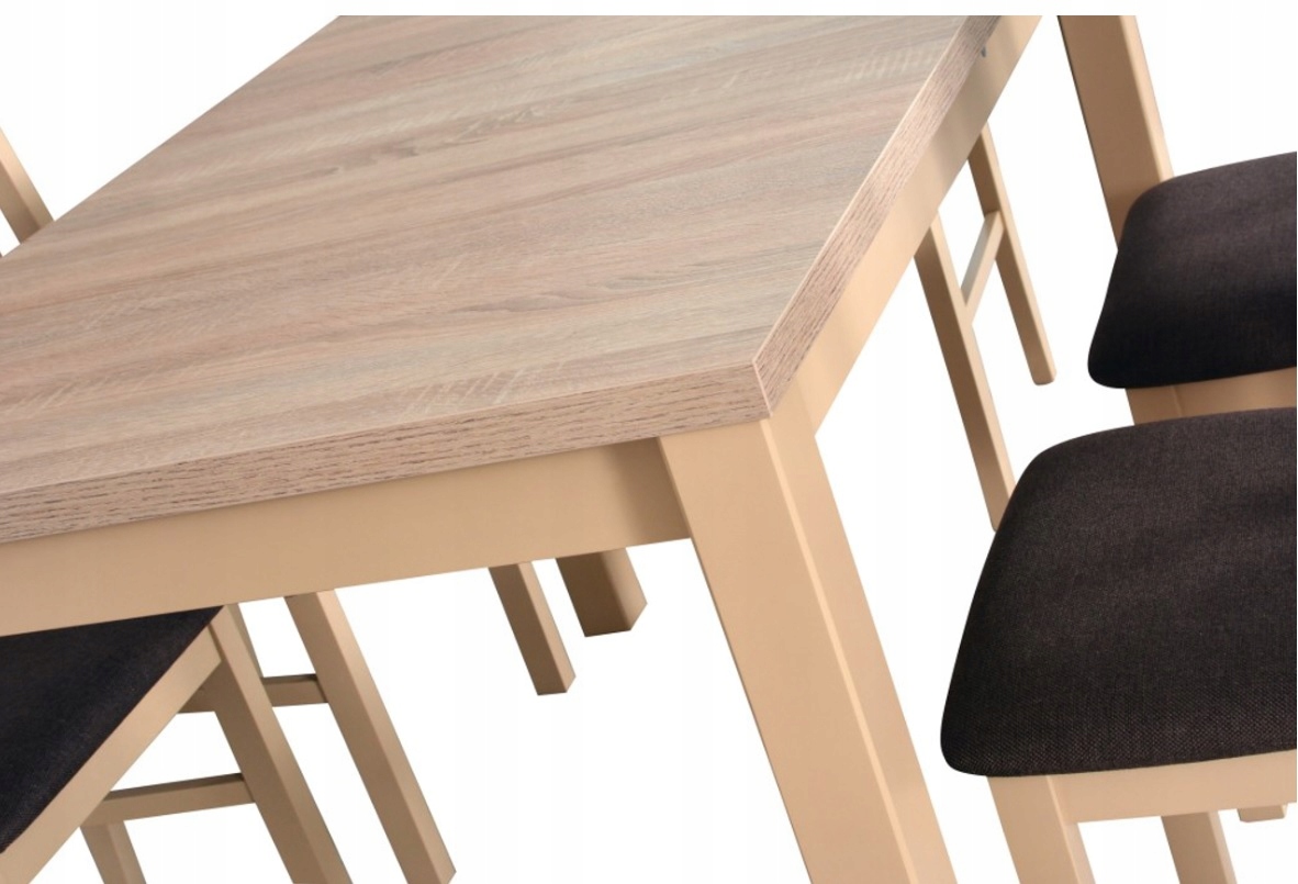 ZESTAW STÓŁ 100x200/250/300 + 10 krzeseł KRZYŻ Kształt blatu prostokątny