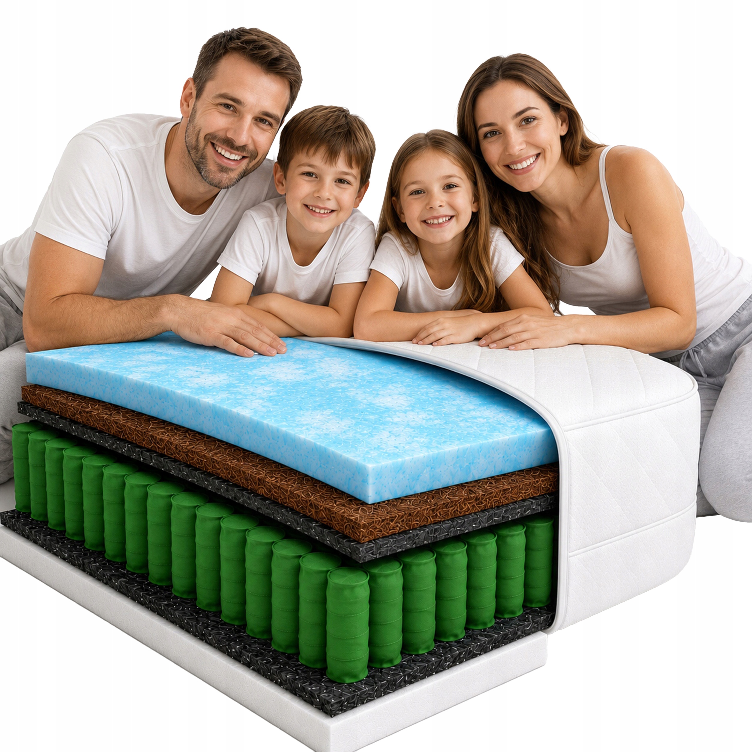 Materac 120x200 sprężynowy kieszeniowy kokos miękka pianka 20 cm trwały
