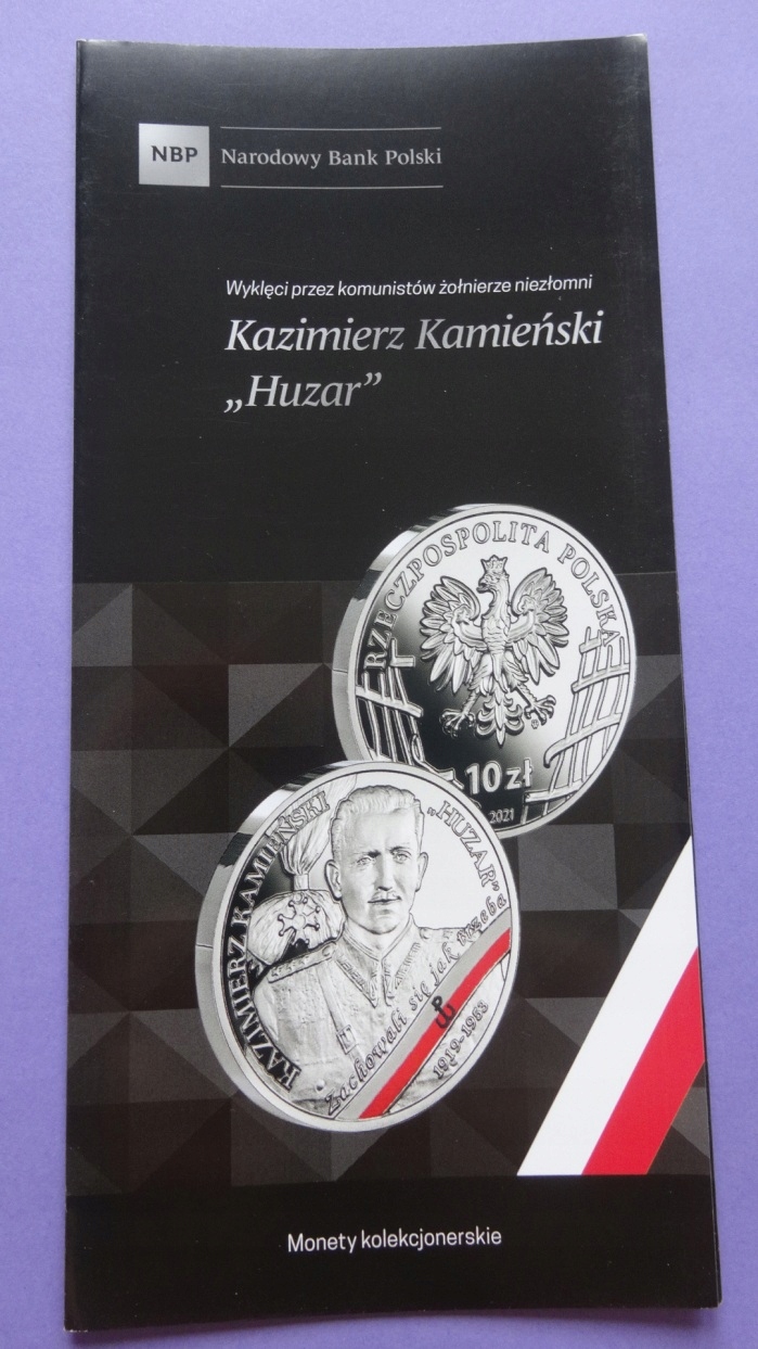 Folder 10 zł 2021,KAZIMIERZ KAMIEŃSKI-HUZAR,stan I