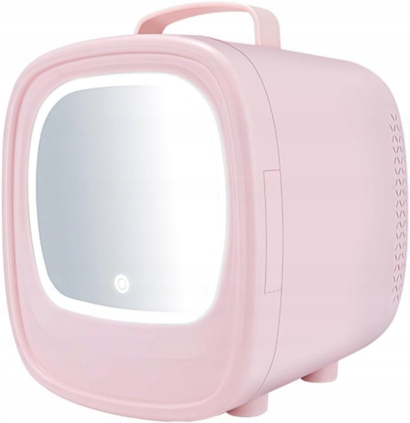 Przenośna Mini Lodówka Na Kosmetyki 6L Światło Led Różowa