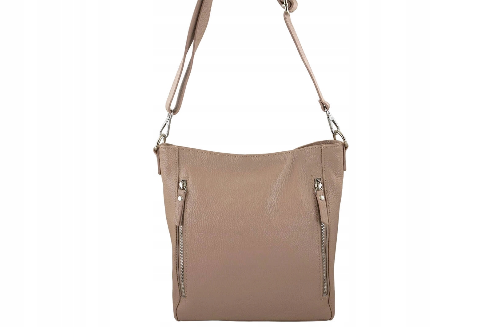 Praktická kožená kabelka přes rameno béžová