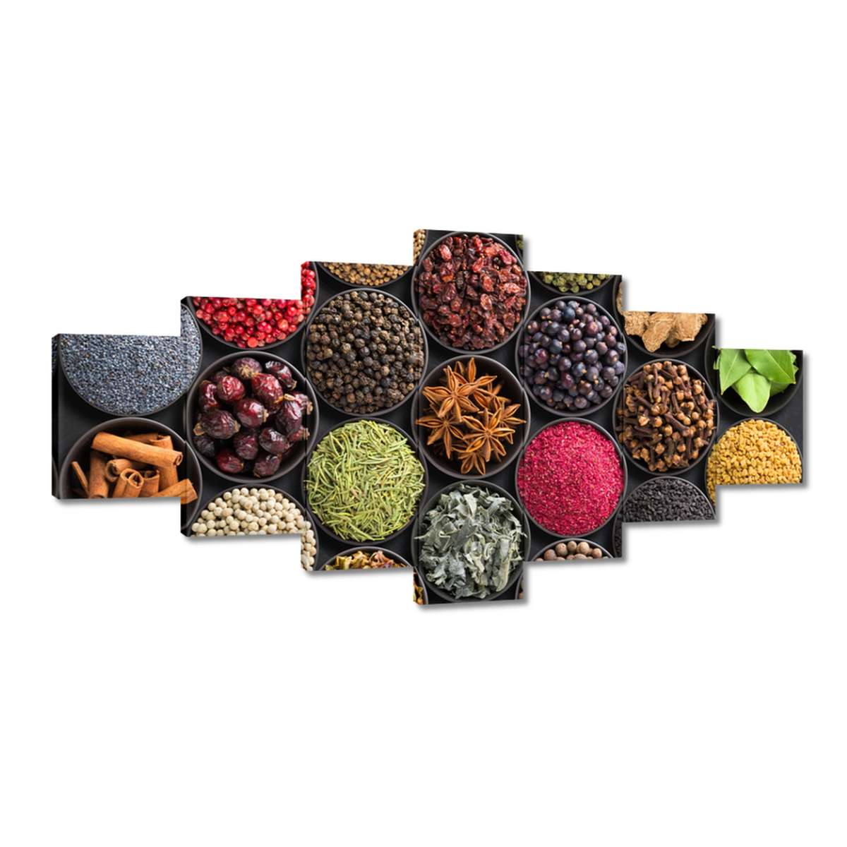 Obrazy 210x100 Misky koření bylin