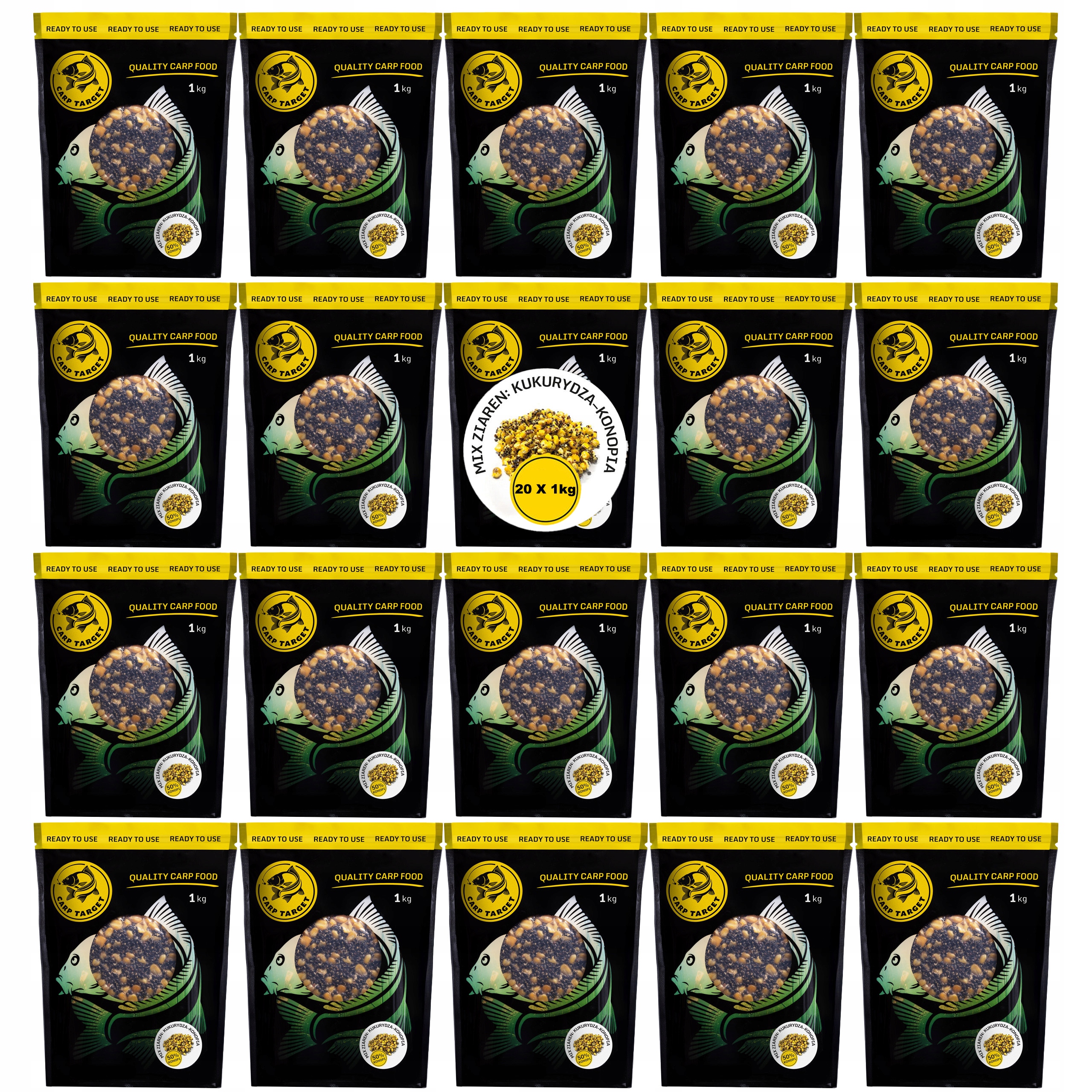 Kukuřice Konopná MIX zrn Hotová Návnada 20 kg (20 x 1 kg)