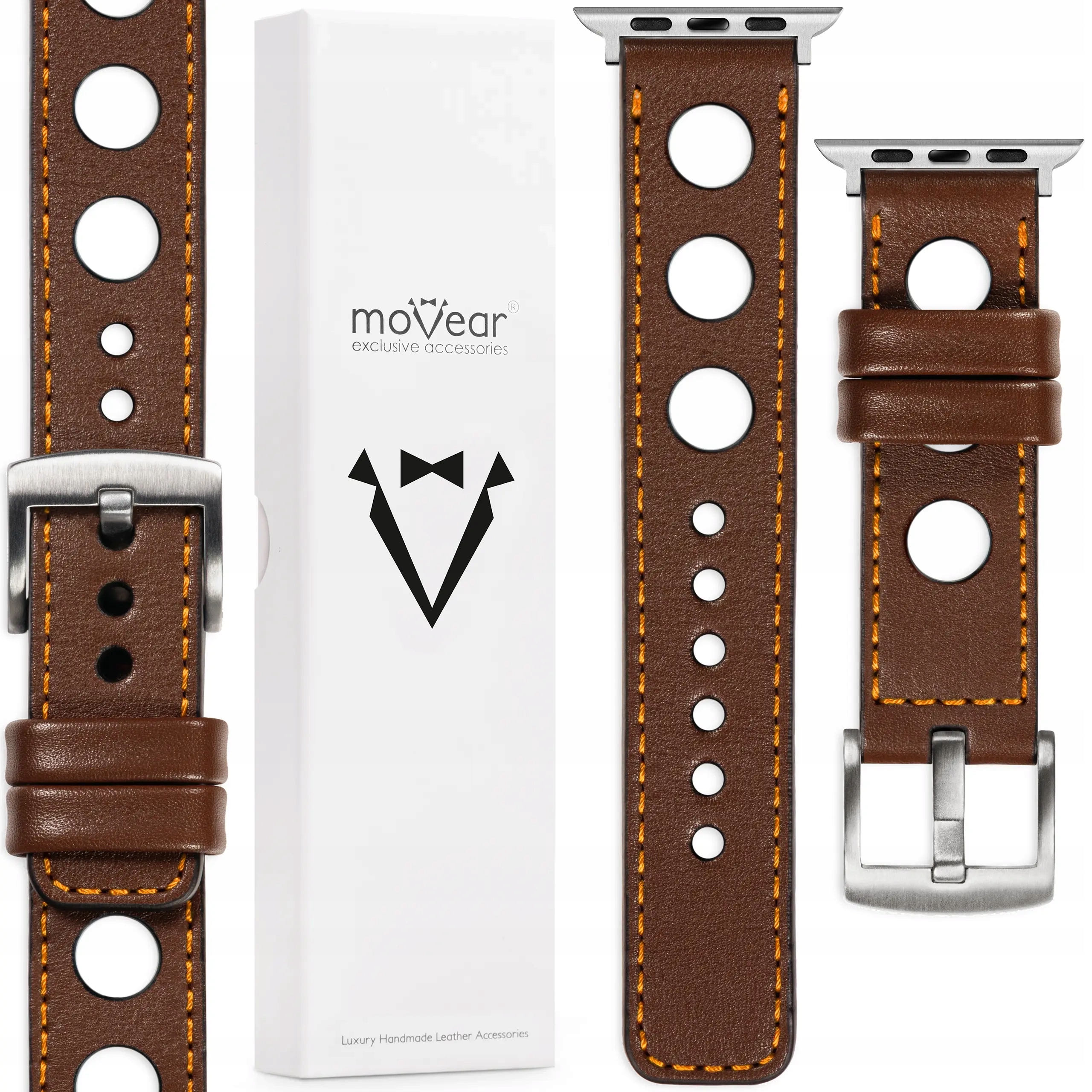 Kožený řemínek pro Apple Watch 10 9 8 7 6 5 4-1 Se 42/41/40/38 Polský Movear