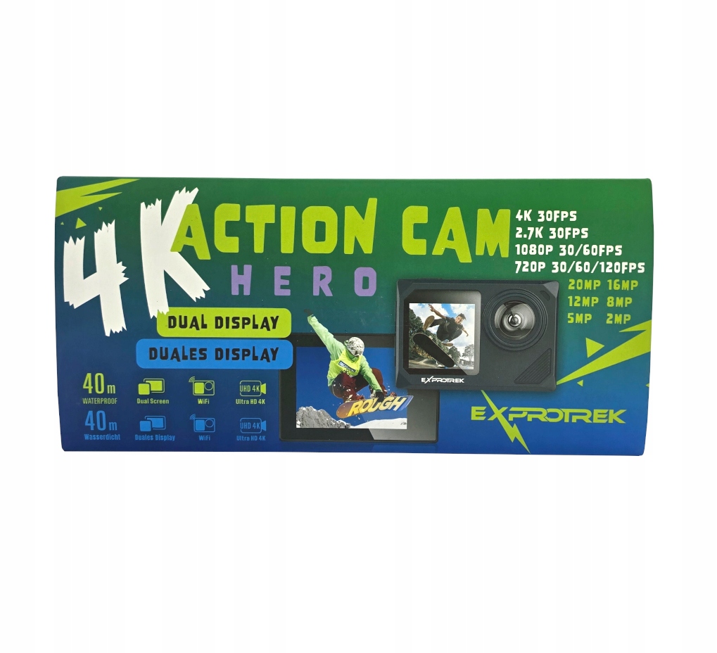 Kamera sportowa Exprotrek 4K Ultra Hd dual screen
