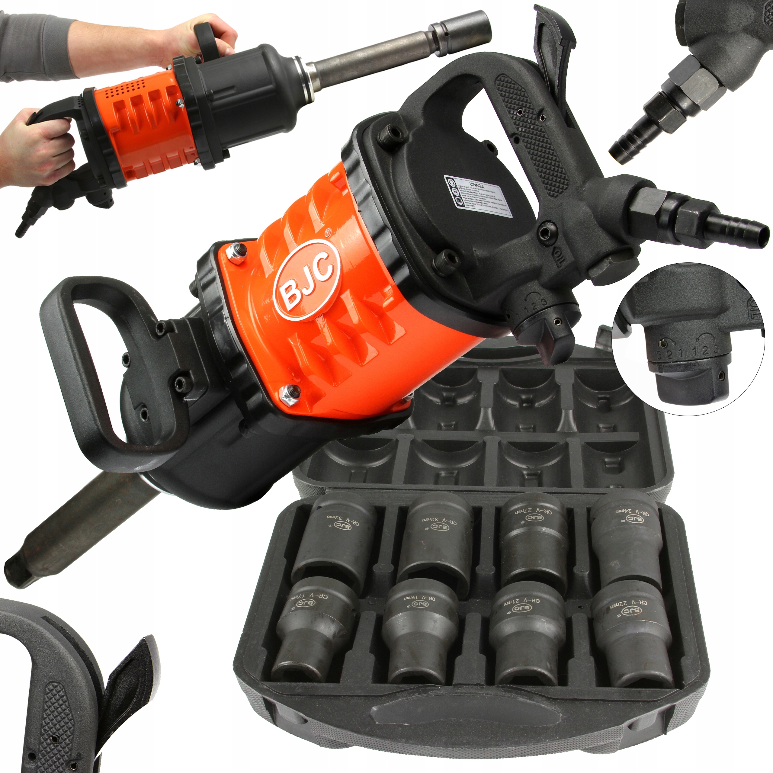 KLUCZ UDAROWY PNEUMATYCZNY BJC 997 1' 5500Nm + ZESTAW NASADEK UDAROWYCH