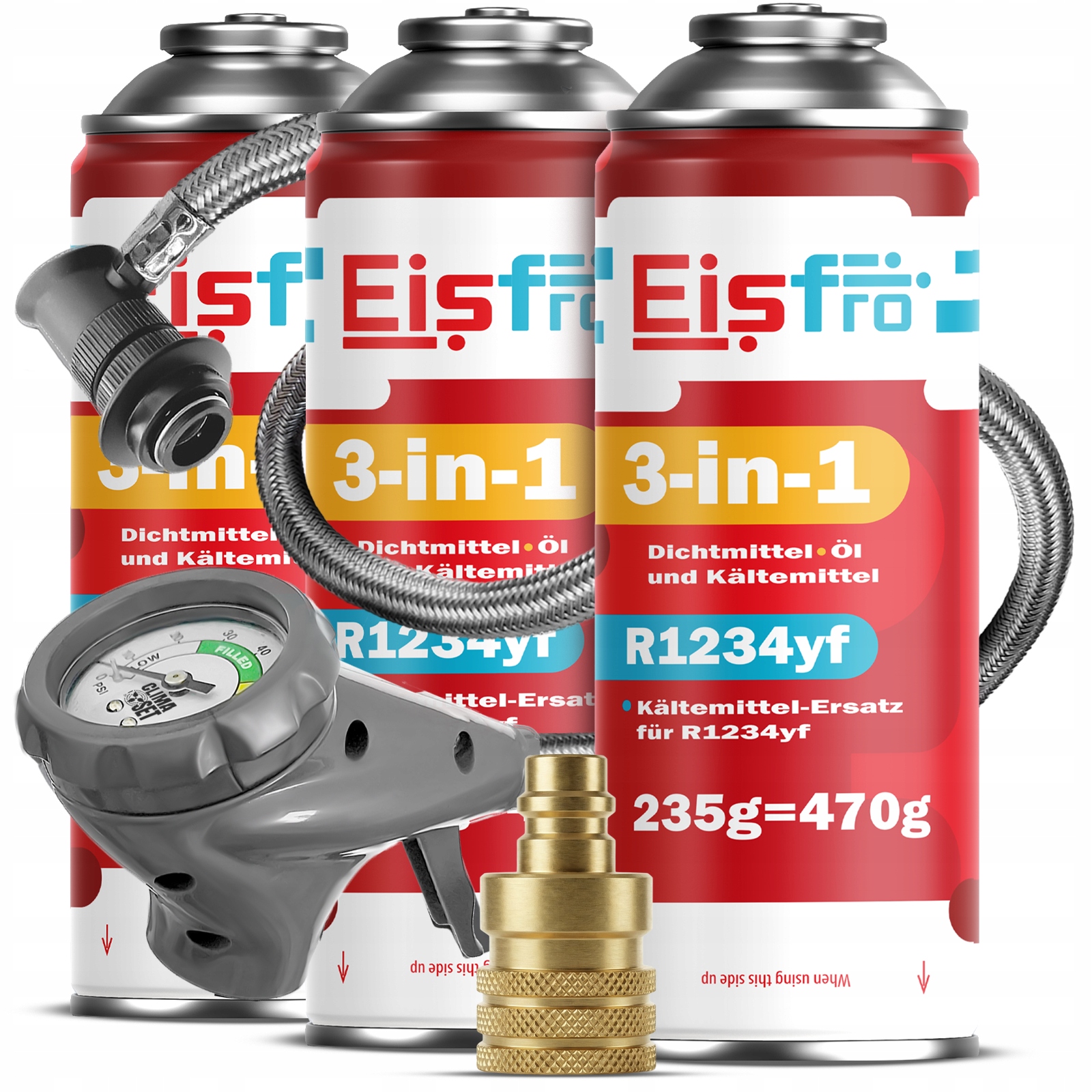 3x Gaz Pro Klimatizace R1234yf chladivo 3v1 Kabelový Adaptér