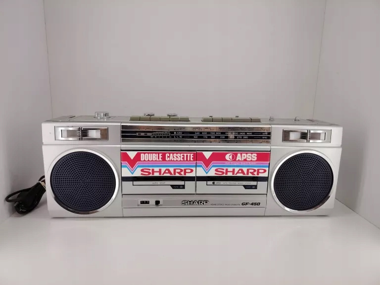 RADIO SHARP GF-450 MAGNETOFON VINTAGE STAN BDB CASSETTE FM STEREO LATA 80