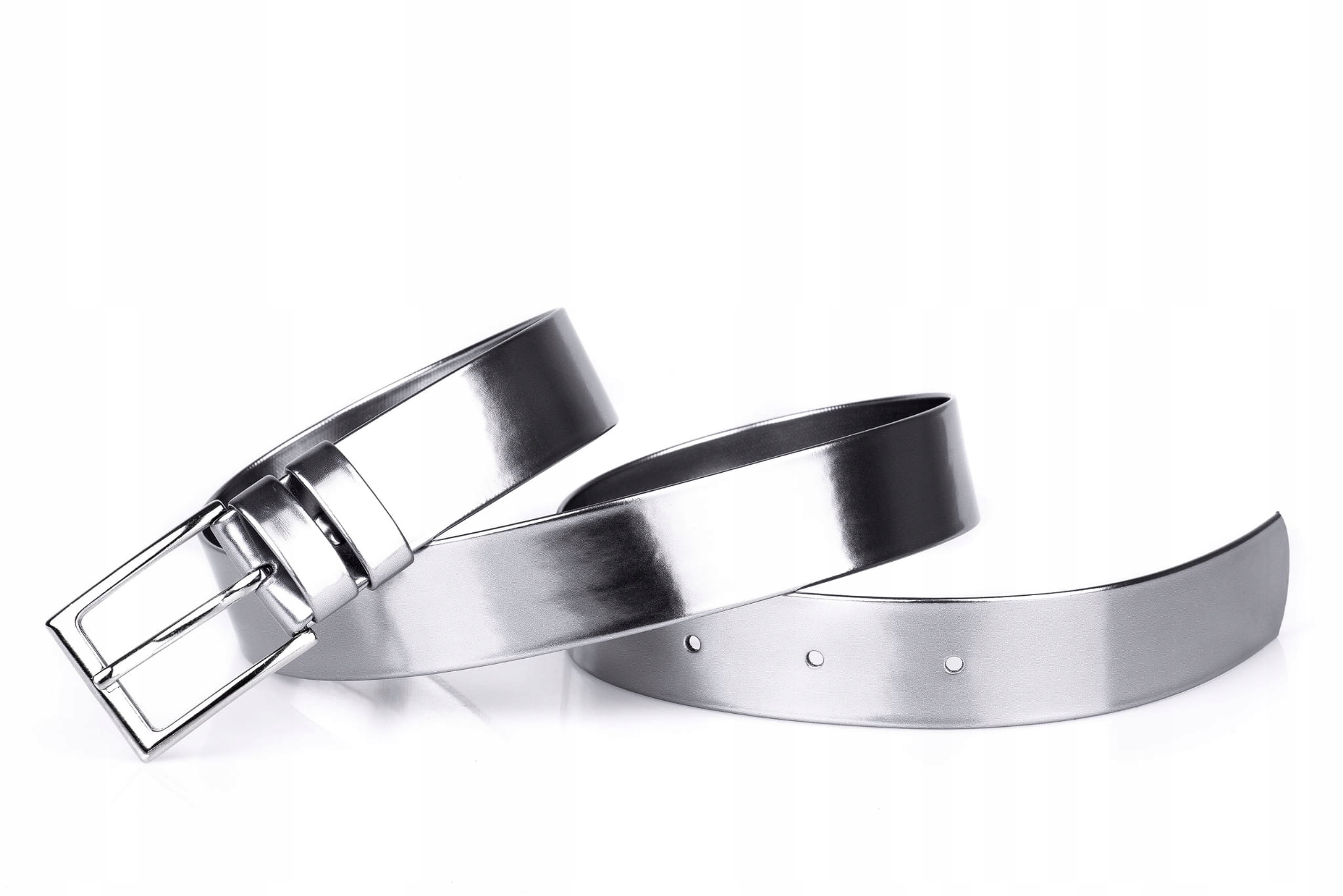 

Pasek damski klasyczny stare srebro lakier 3 cm