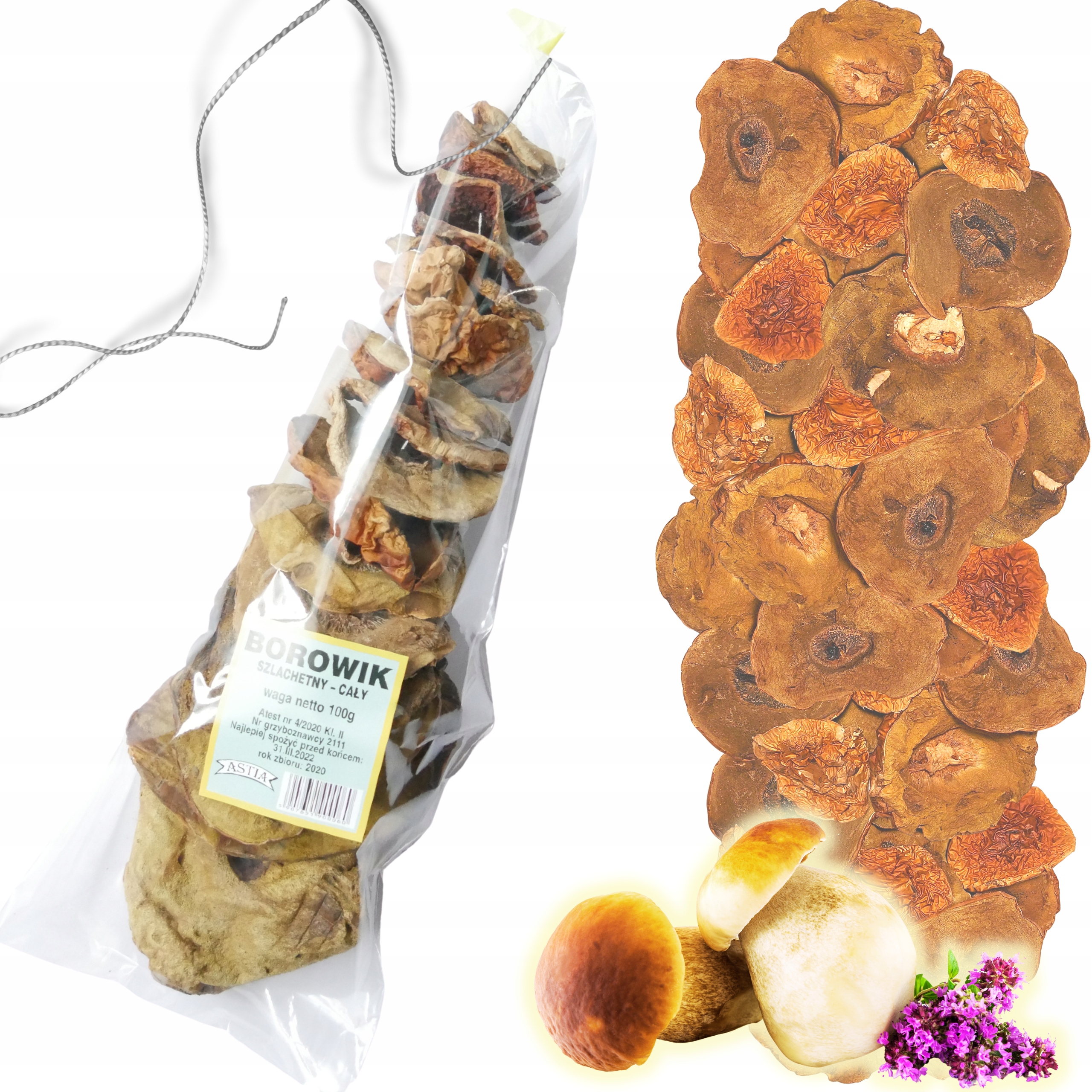 Boroviky Sušené houby sušené na nitce Nitka věnec 100 g Polské 2025