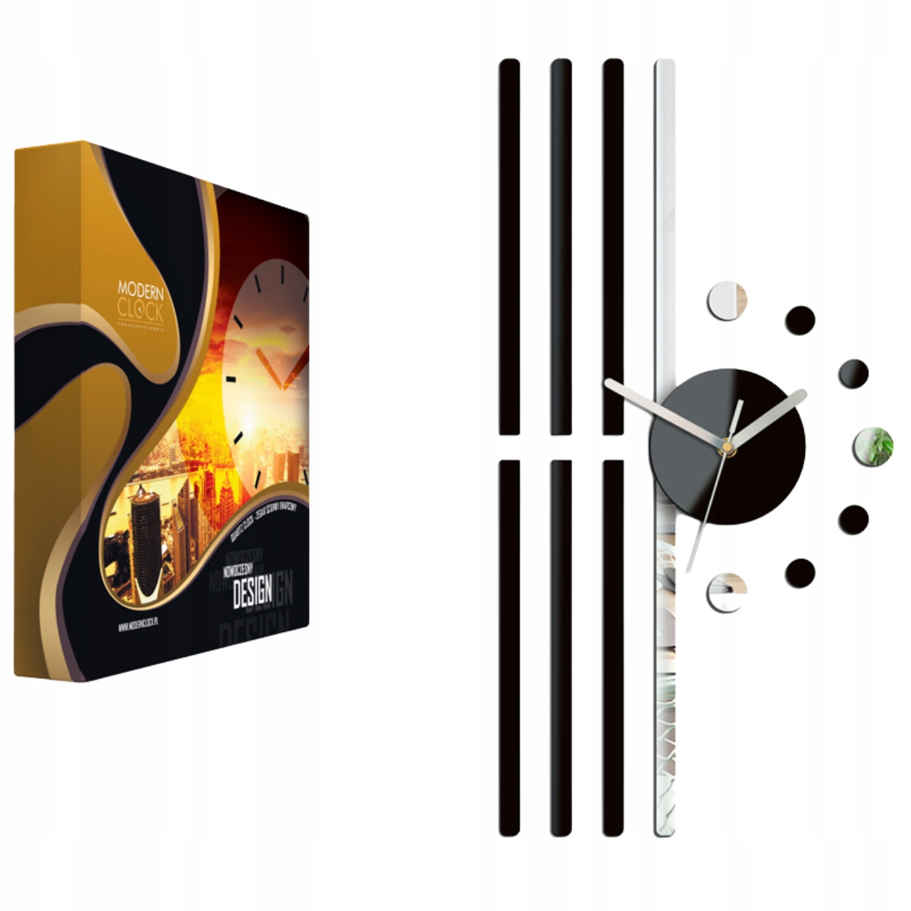 Nástěnné hodiny v moderním akrylovém stylu, černé, Kulatý