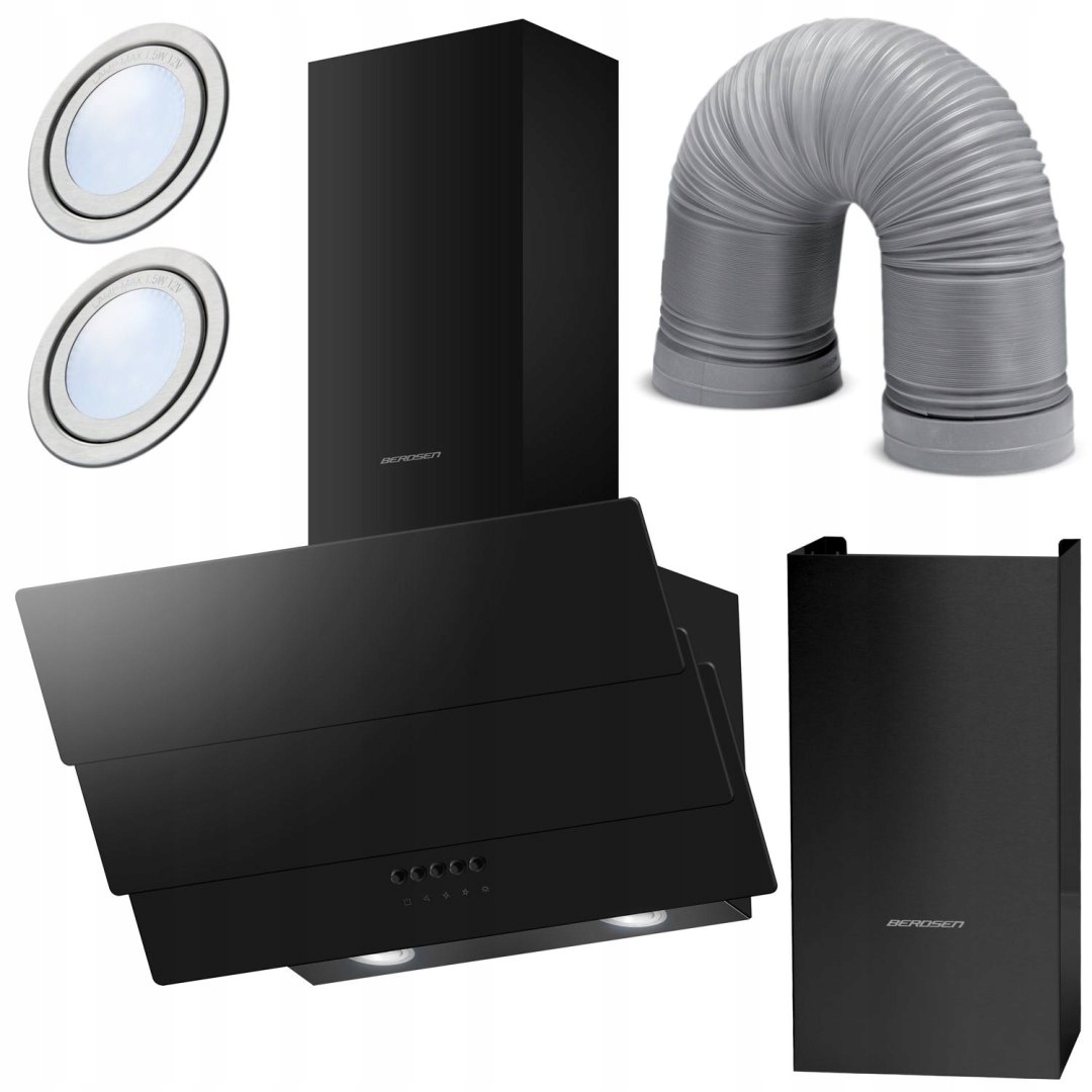 Okap Kuchenny Kominowy 60 CM Berdsen BT-212 Czarny