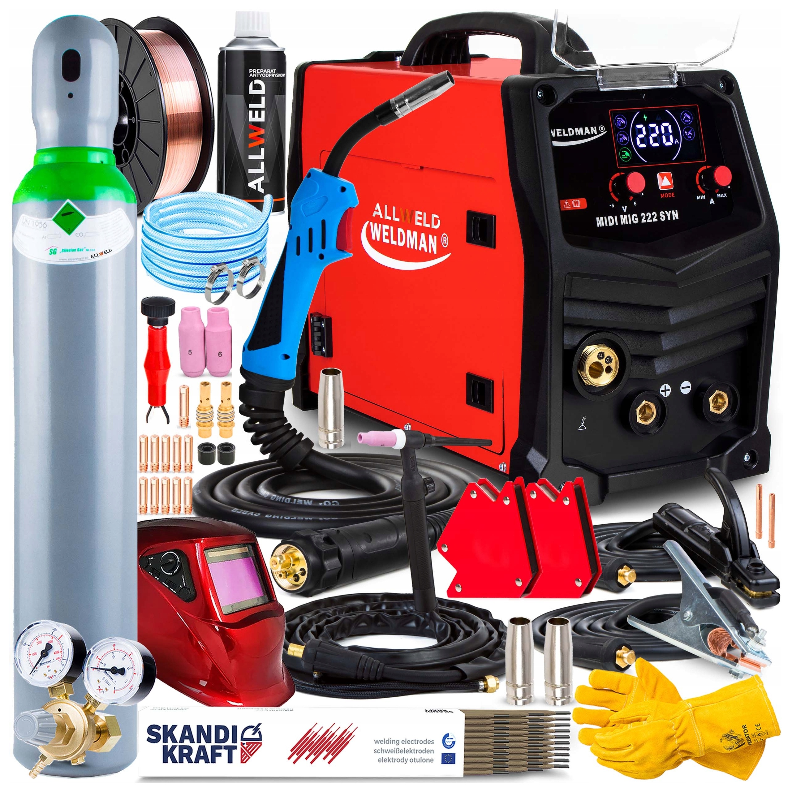 Invertorová Svářečka Weldman MIDI Mig 222 Synergie Mma Tig Hliník 230V