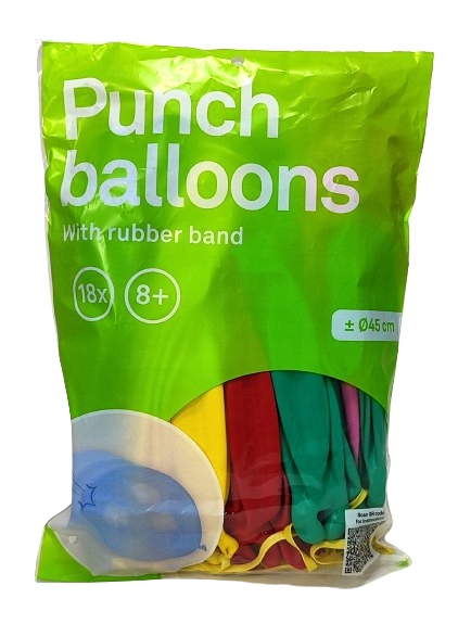 Duże balony z gumką do odbijania 45 cm 18 sztuk.