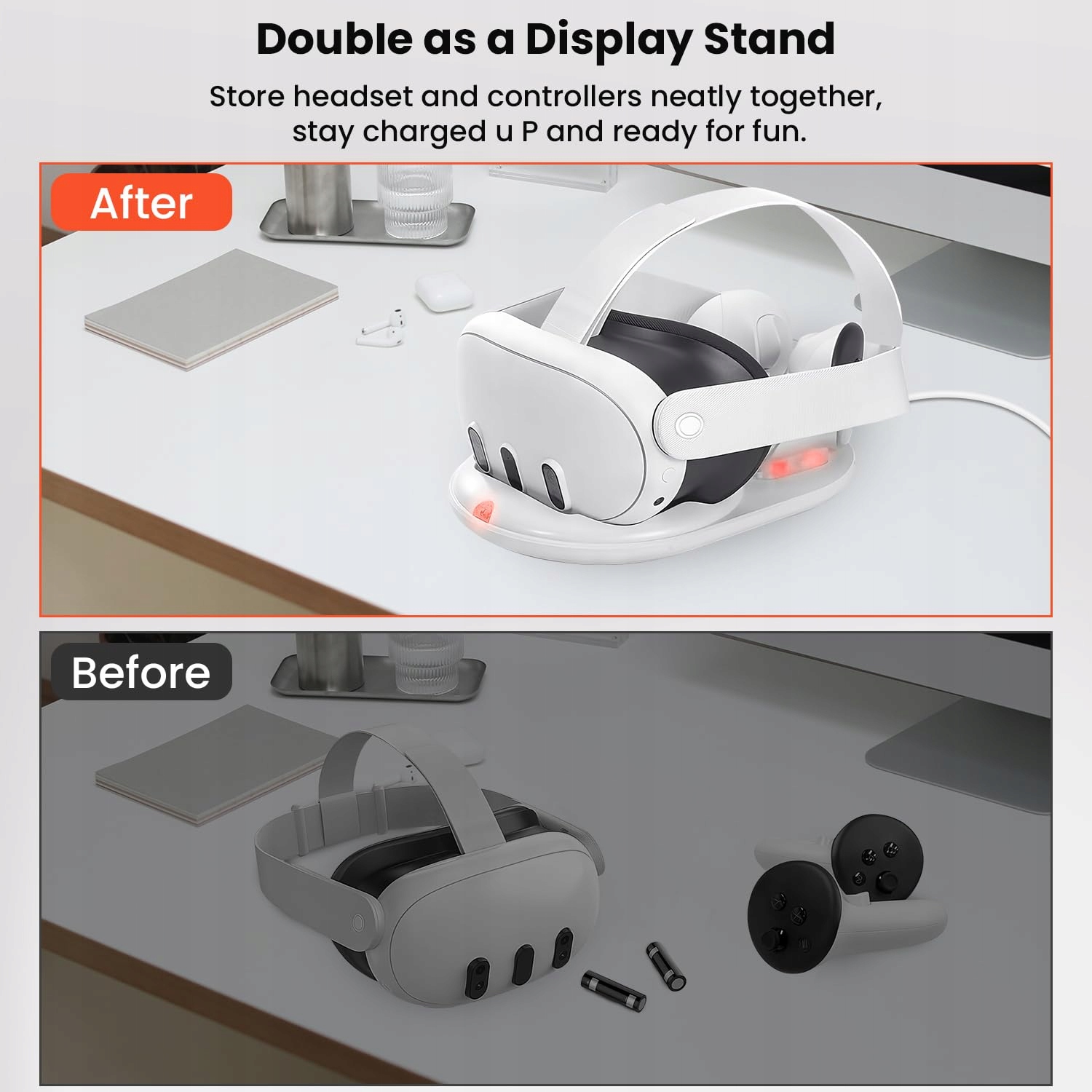 GEEKERA Stacja Ładowania Meta Quest 3 Magnetyczna Stojak VR 18W Adapter — miniatura 7
