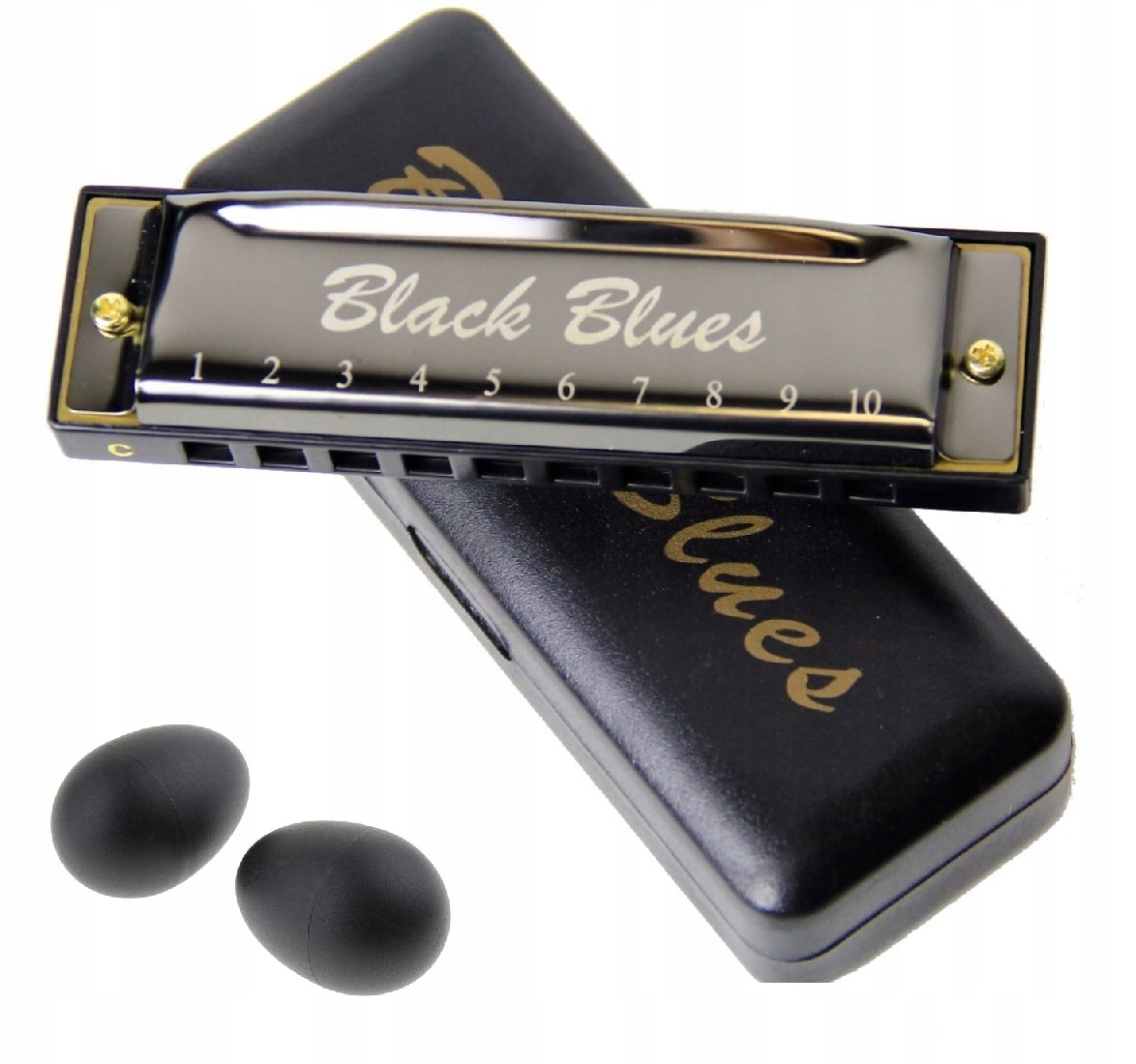 Harmonijka ustna BLACK BLUES C-DUR + MARAKASY