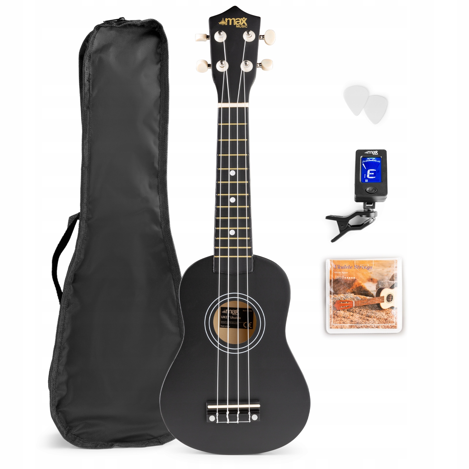 

Ukulele Max Ukey Sopranowe czarne+ akcesoria