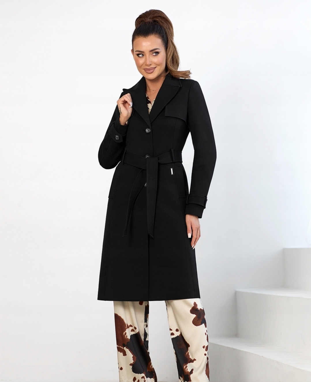 Zartex dámský trenčkotový kabát bez kapuce Perla černý SS25 velikost 40