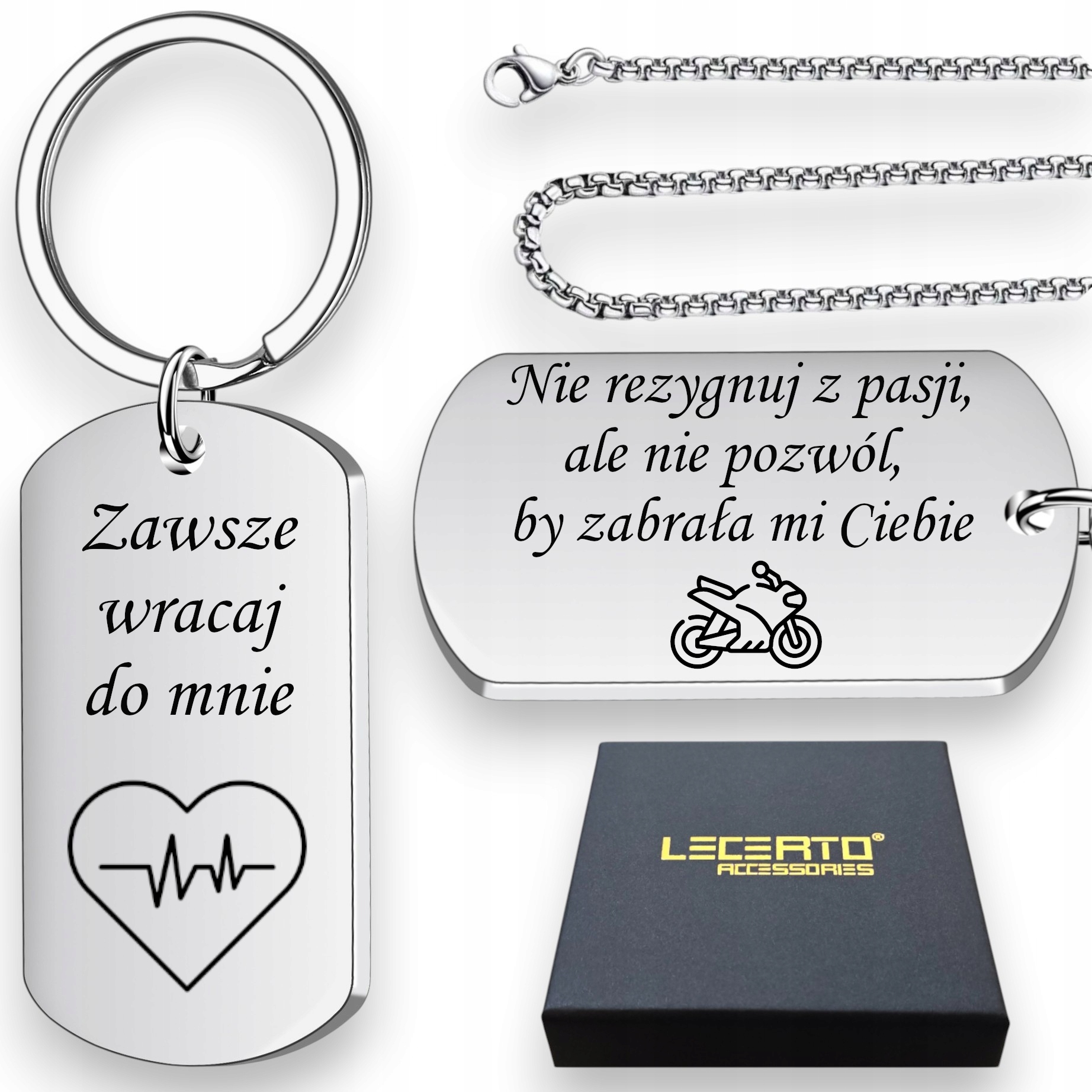 Brelok Do Kluczy Nieśmiertelnik Wisiorek I Łańcuszek Grawer