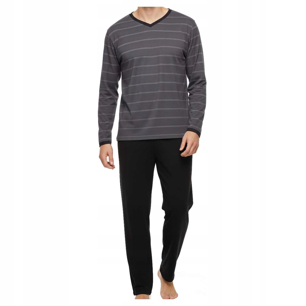 Cornette Pánské bavlněné pyžamo s dlouhým rukávem 139 vzor 28 grafit 2XL