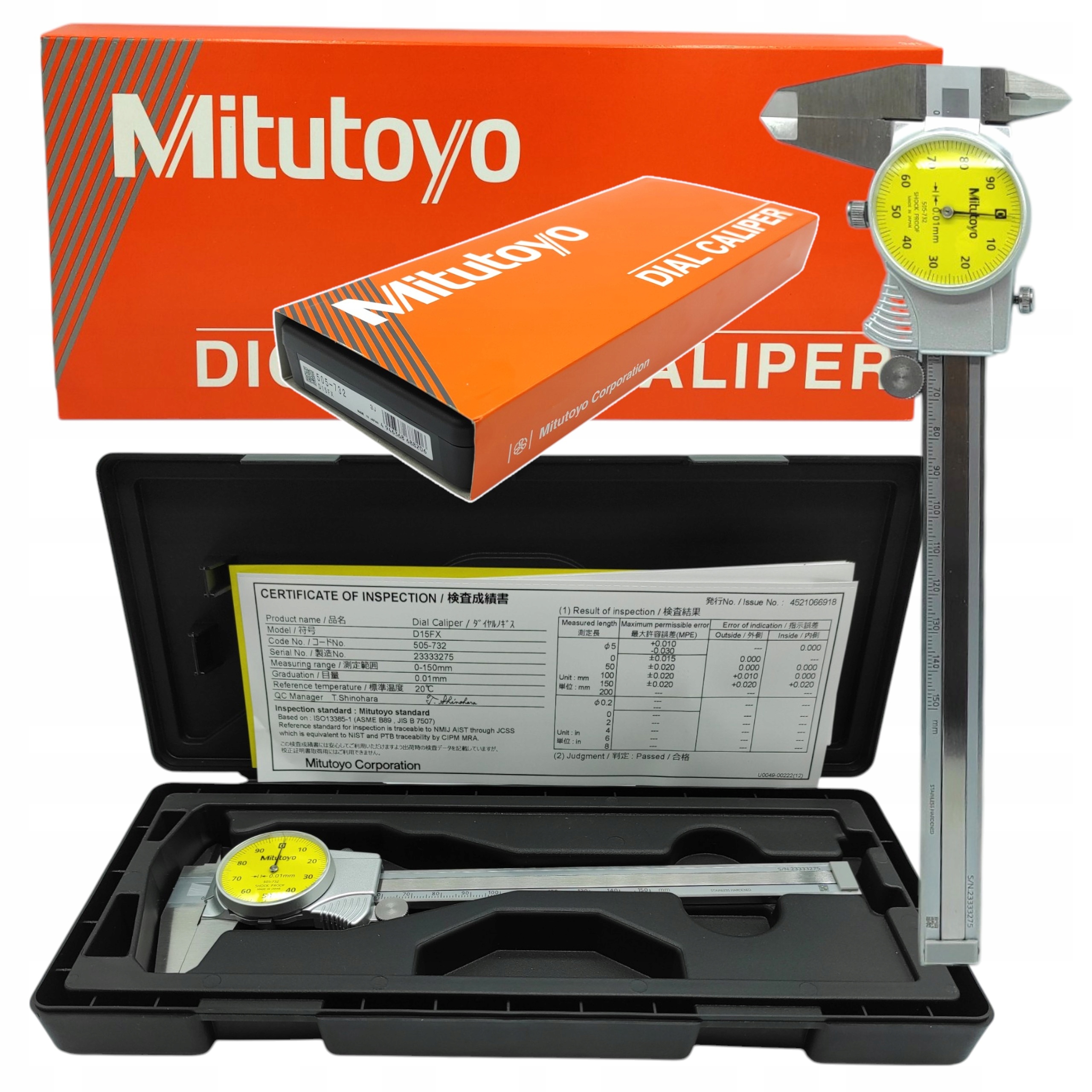 Suwmiarka zegarowa 150 mm 0.01 z certyfikatem Mitutoyo 505-732 oryginał