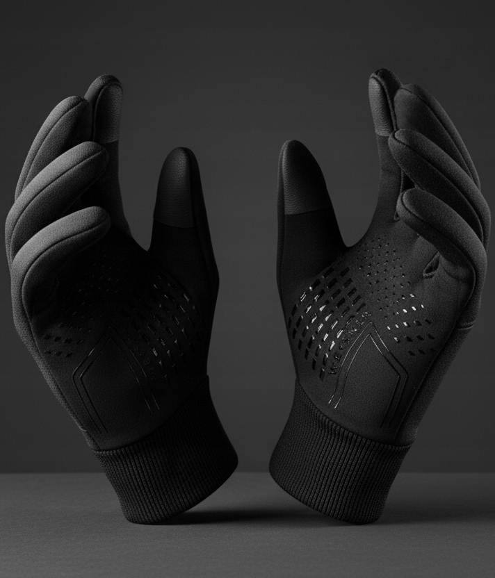 WEISNER RX| Rękawiczki Rękawice Czarne Męskie Zimowe Rowerowe Samochodowe