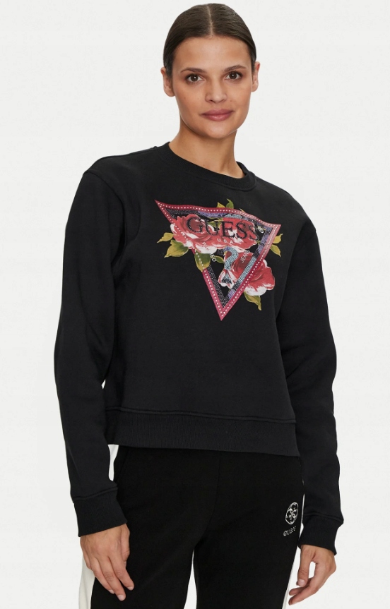 Mikina Guess Cn Roses Triangle Sw černá Xs