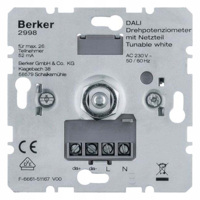 Berker 2998 DALI rotary pot.Tunable white with mai