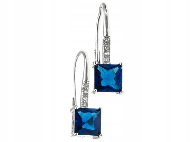 Stříbrné náušnice 925 elegantní na anglickém zapínání se safírovým zirkonem