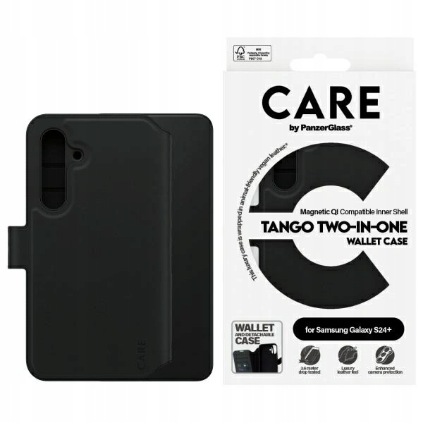 Pouzdro Care by PanzerGlass Feature Tango 2in1 Wallet Galaxy S24+ Plus černé
