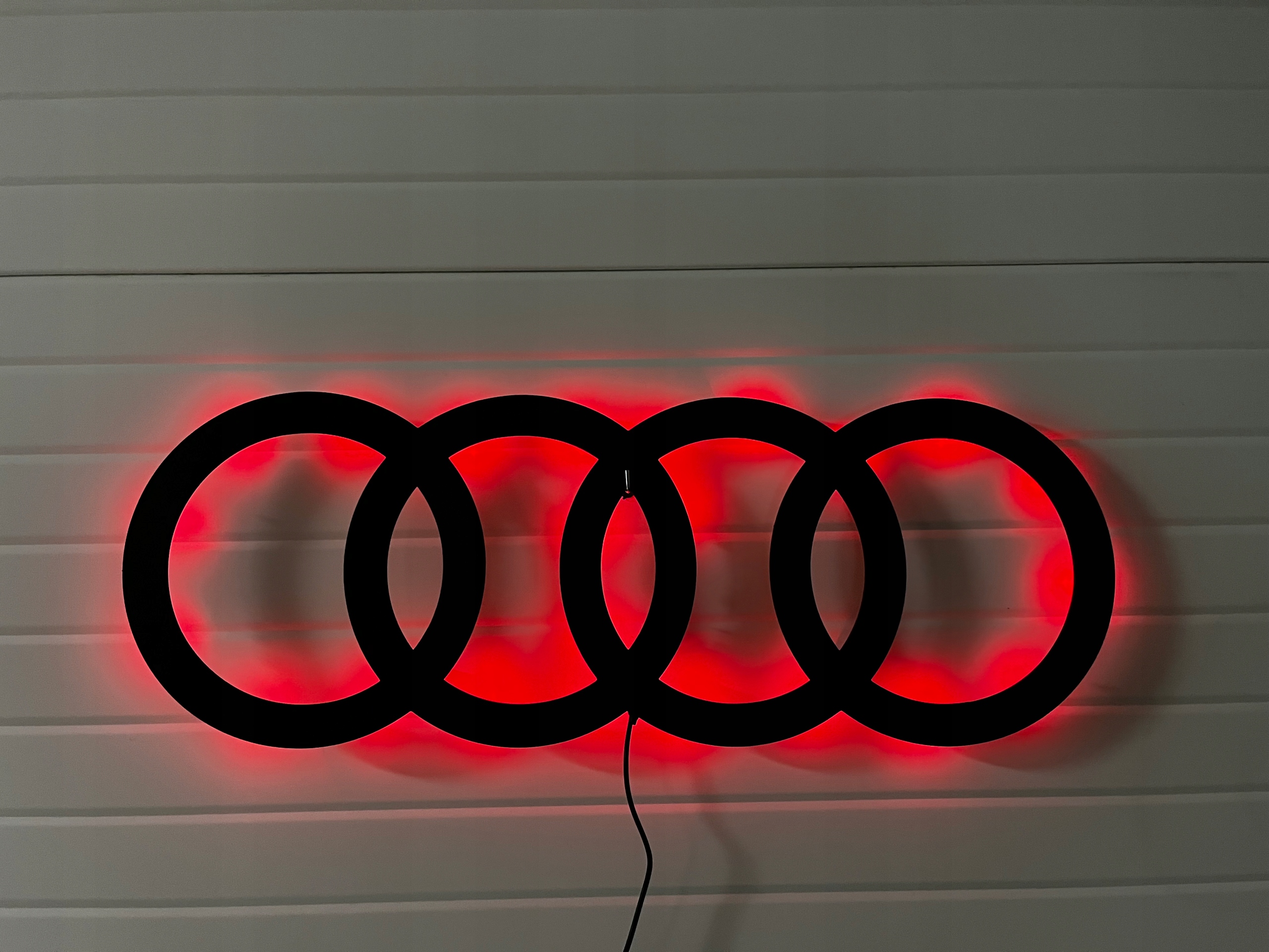 Obraz Drewniany Logo Audi Led Dekoracja Ścienna Obraz 3D