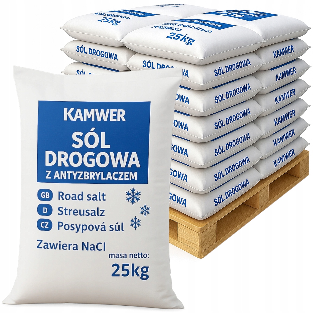Sól Drogowa Workowana 1000kg Z Antyzbrylaczem Do Odśnieżania Dróg Chodników