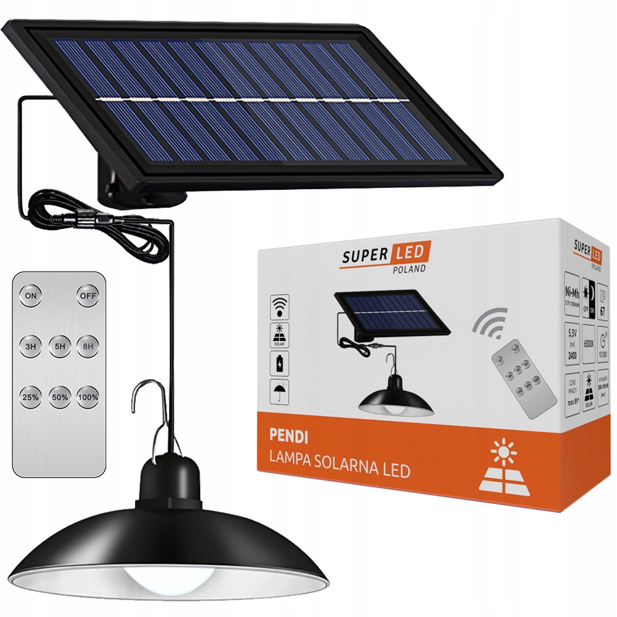 

Żyrandol Lampa solarna Led wisząca sufitowa +pilot