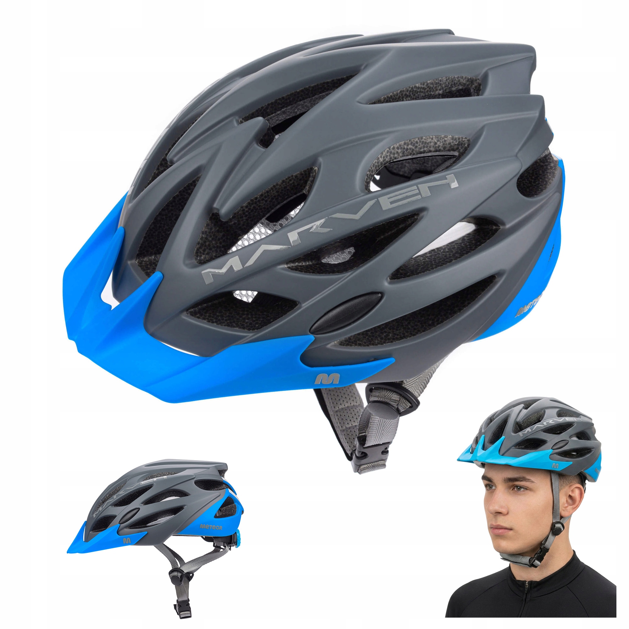 Kask Rowerowy Regulowany Meteor Marven M 55-58cm siatka otwory wentylacyjne