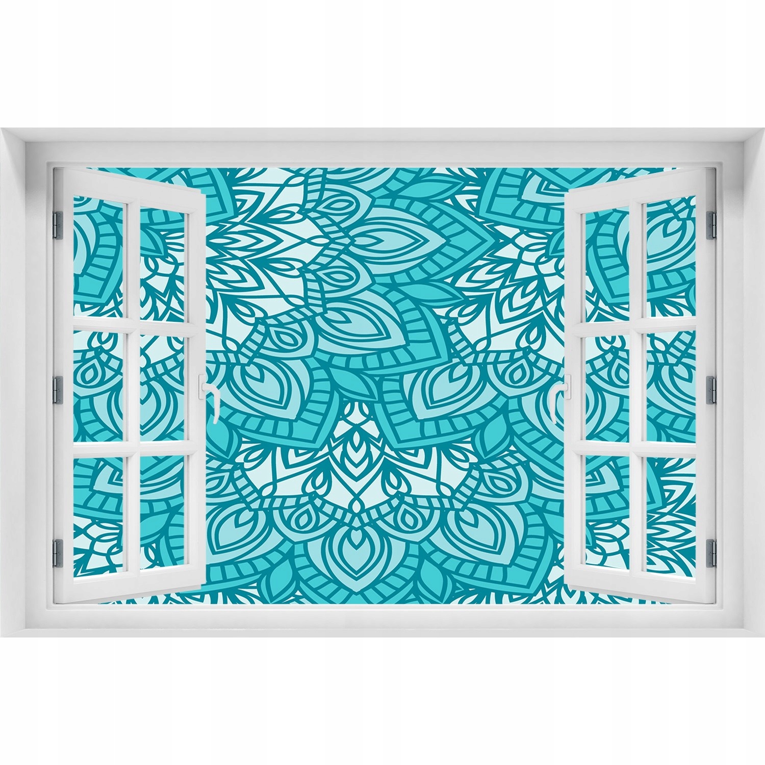 

Okleina 3D Okno Naklejka na ścianę Ornamenty