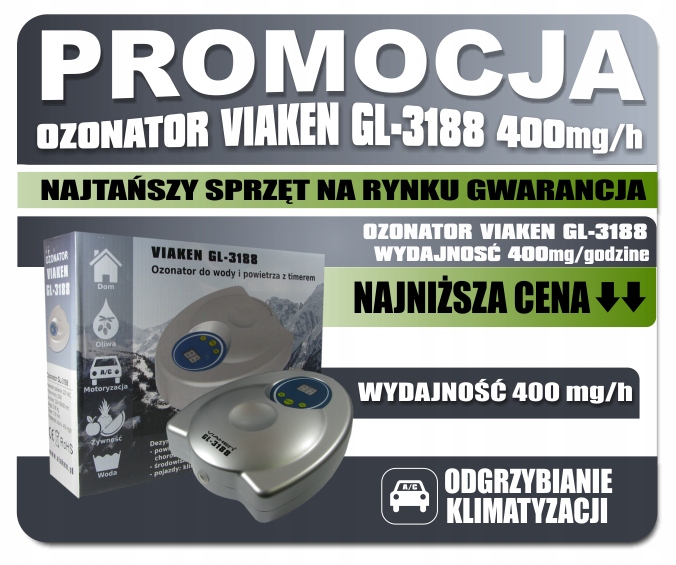Generator ozonu OZONATOR Viaken GL 3188 400mg h Producent code GL 3188